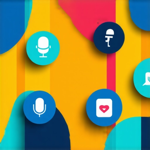 Illustration of schema markup code, voice search icons, and local SEO tools