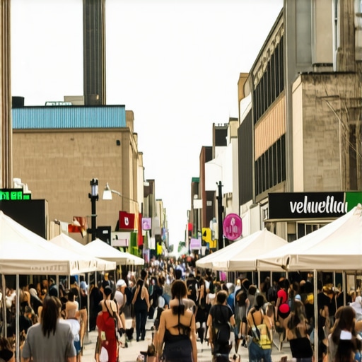 Local Cleveland businesses actively engaging with the community in a vibrant street scene