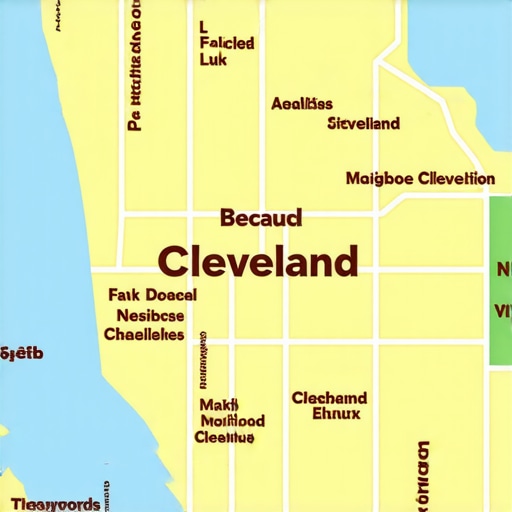 Cleveland map emphasizing local SEO strategies with neighborhood tags