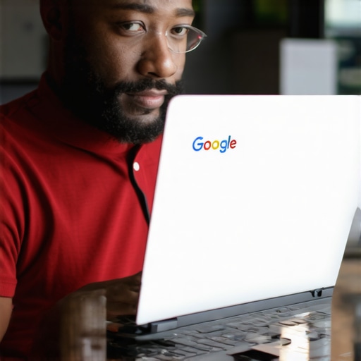 Cleveland business owner working on Google My Business profile on a laptop.