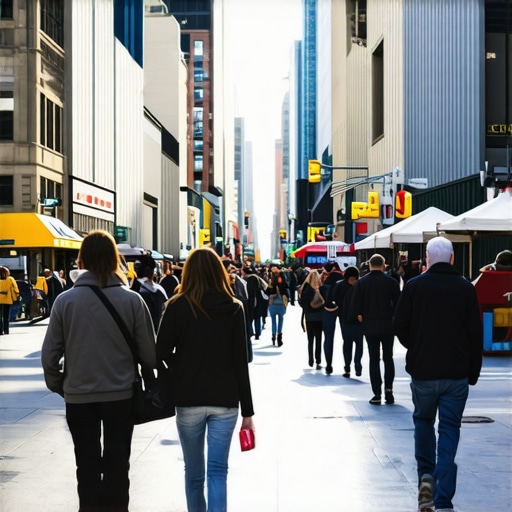 A busy Cleveland street with storefronts and pedestrians, symbolizing local proximity signals.