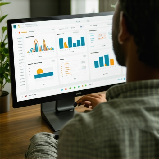 Monitoring Cleveland Local SEO Metrics Close-up of a marketer reviewing SEO data for Cleveland-based business on a computer monitor.