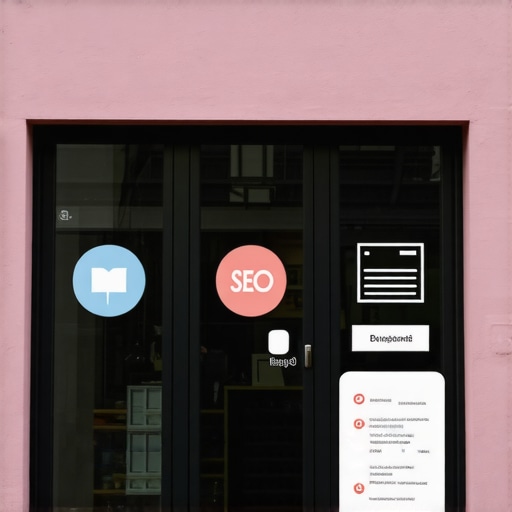 Cleveland business storefront with SEO visual icons