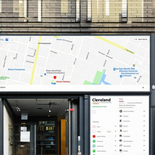 Bright Cleveland storefront with digital mapping overlay