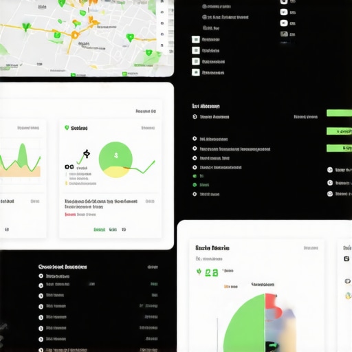Digital dashboard showing local SEO performance metrics with Cleveland city map in background